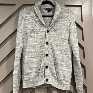 Banana Republic gray marled button down shawl collar sweater 100% cotton size S